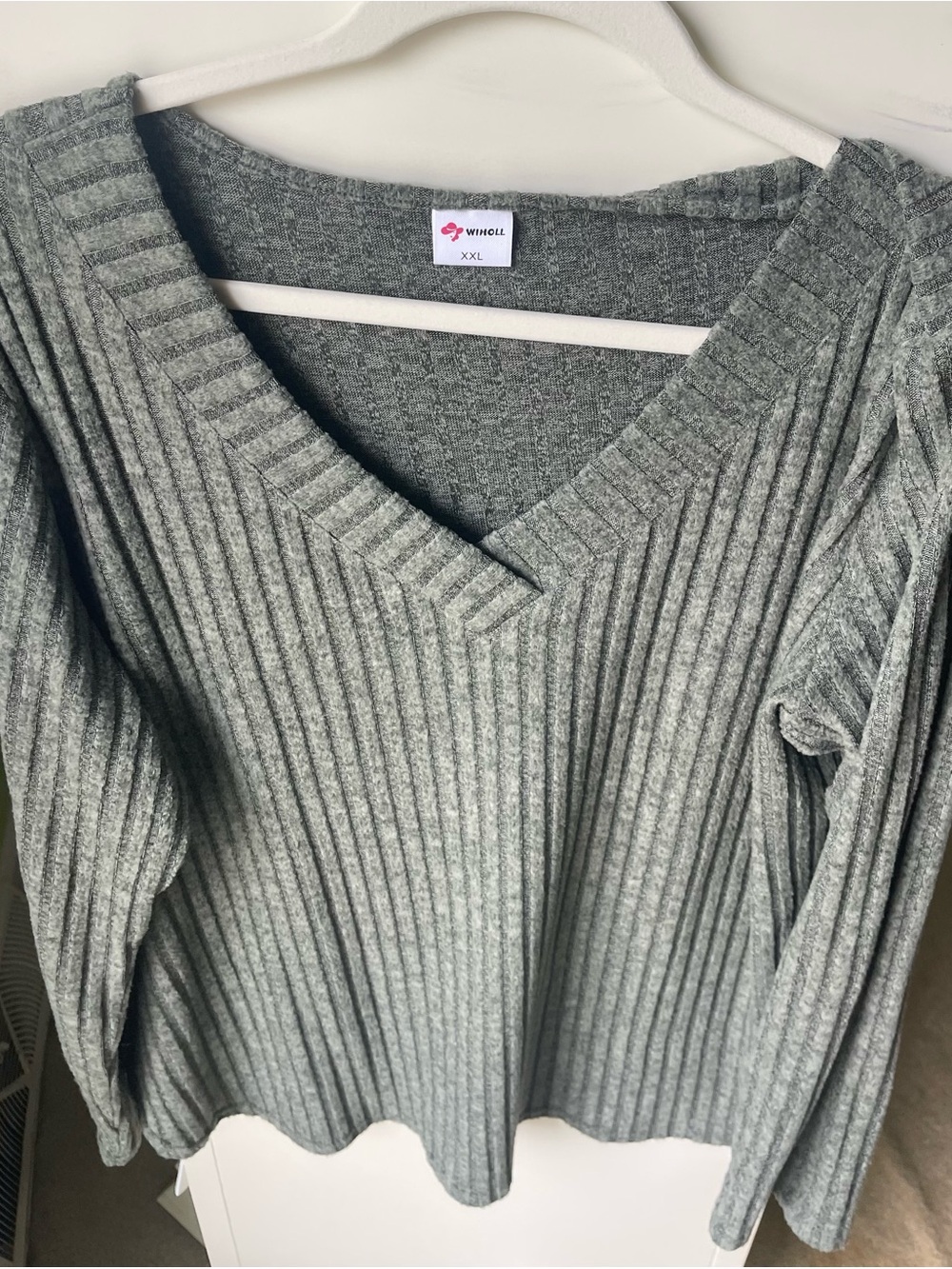 & Other Stories Sage Ribbed V-Neck Sweater